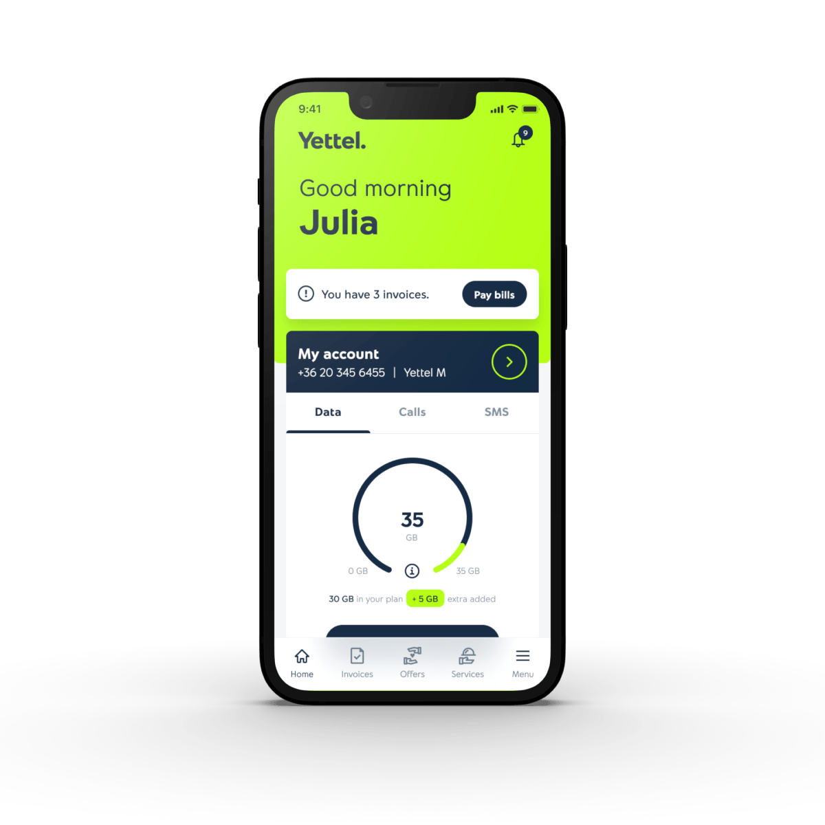 mobile with Yettel screen 1