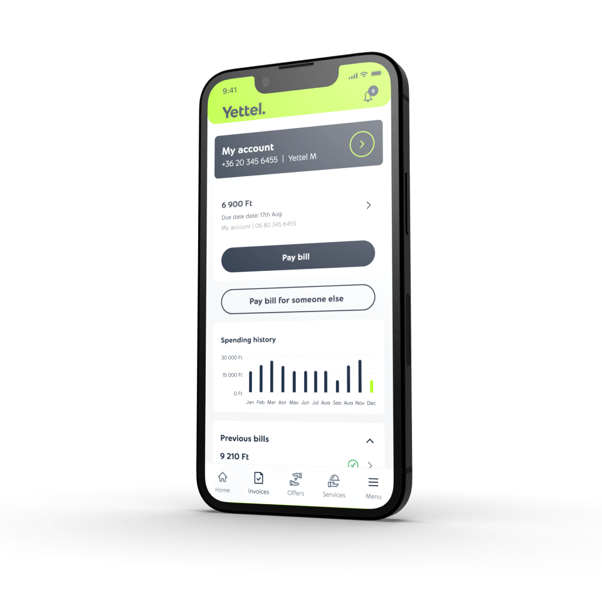 mobile with Yettel screen 3