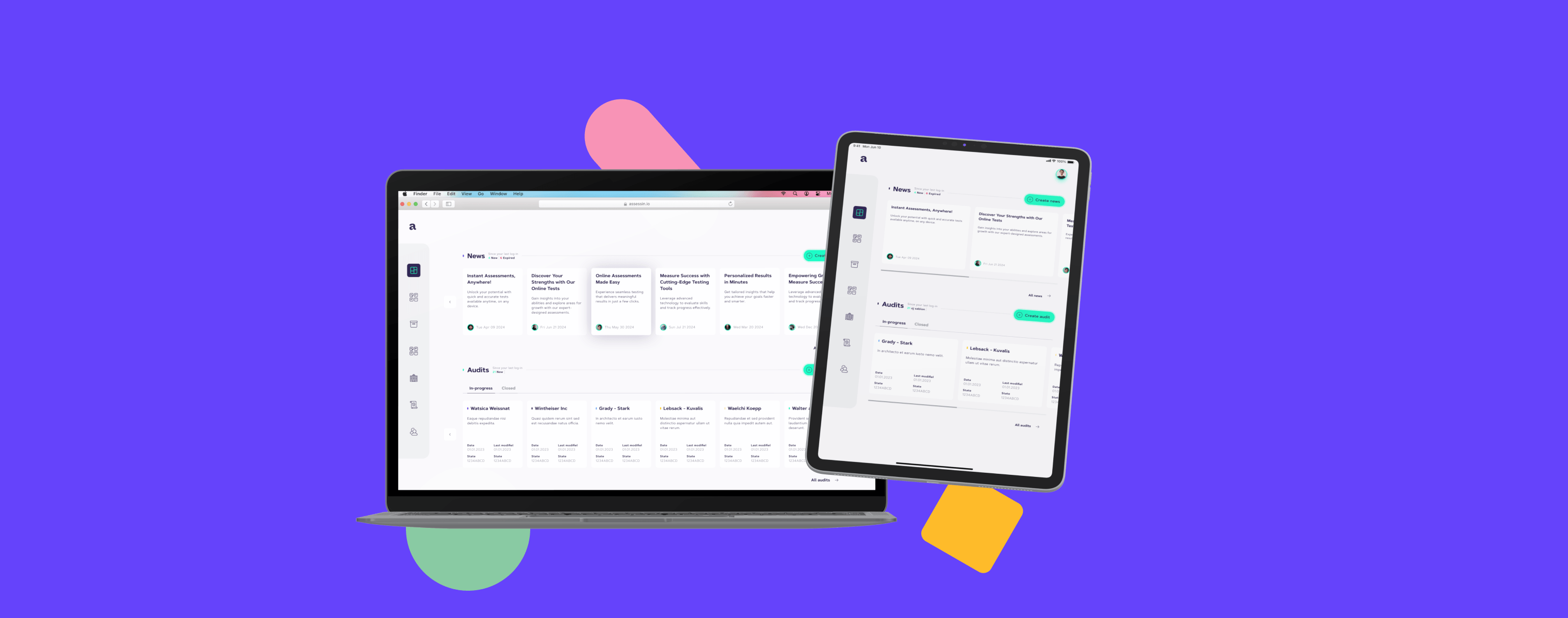mobile and tablet with Assessin screen