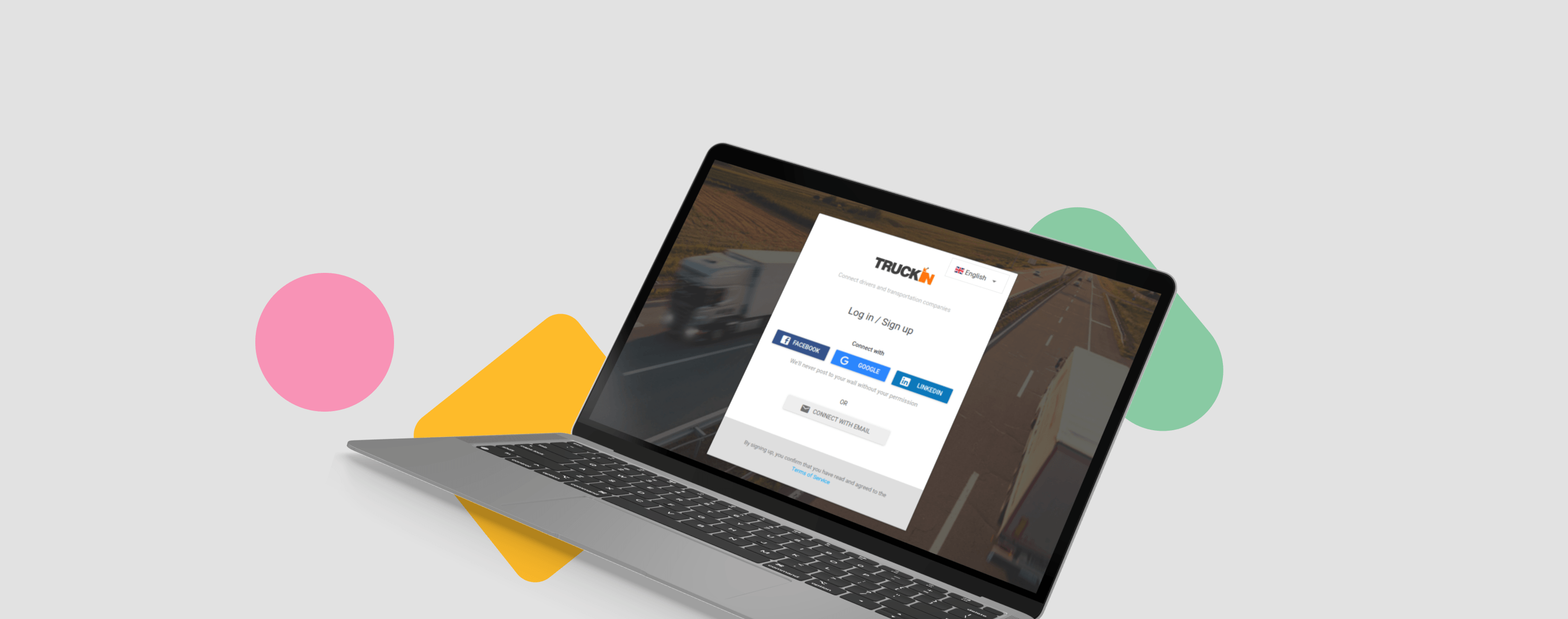 laptop with TruckIn screen